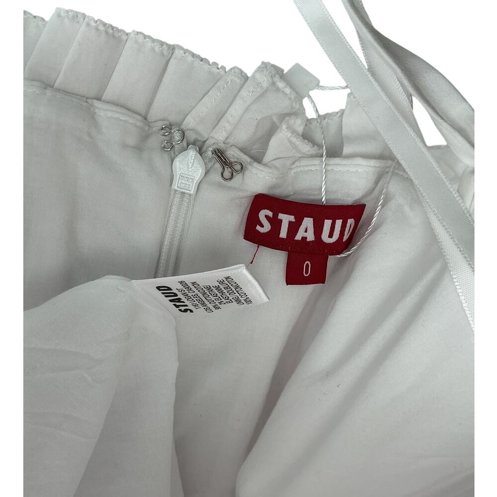 Staud Smocked White Bella Dress Size 0 - Picture 4 of 4